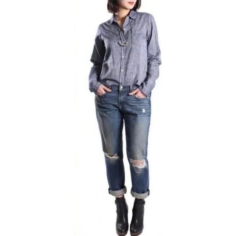 Rag & Bone Buckley Boyfriend Jean Distressed Ripped Knees Raw Hem Cut Offs Boho